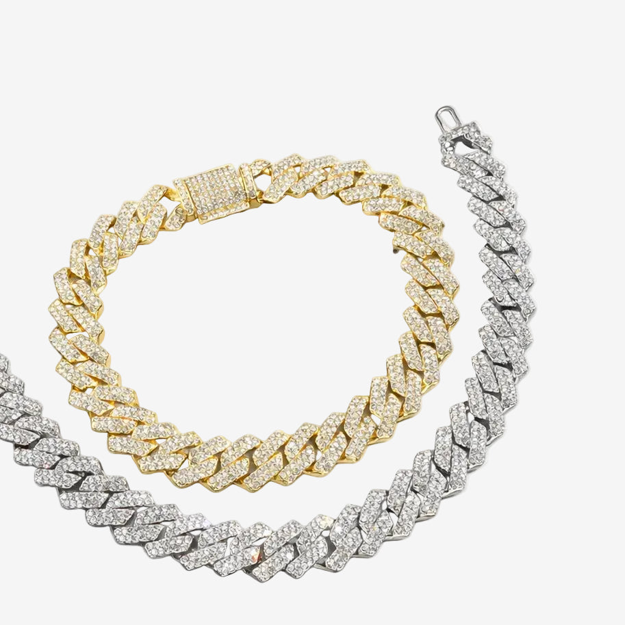 Pulseira Cuban Cravejada Dourada