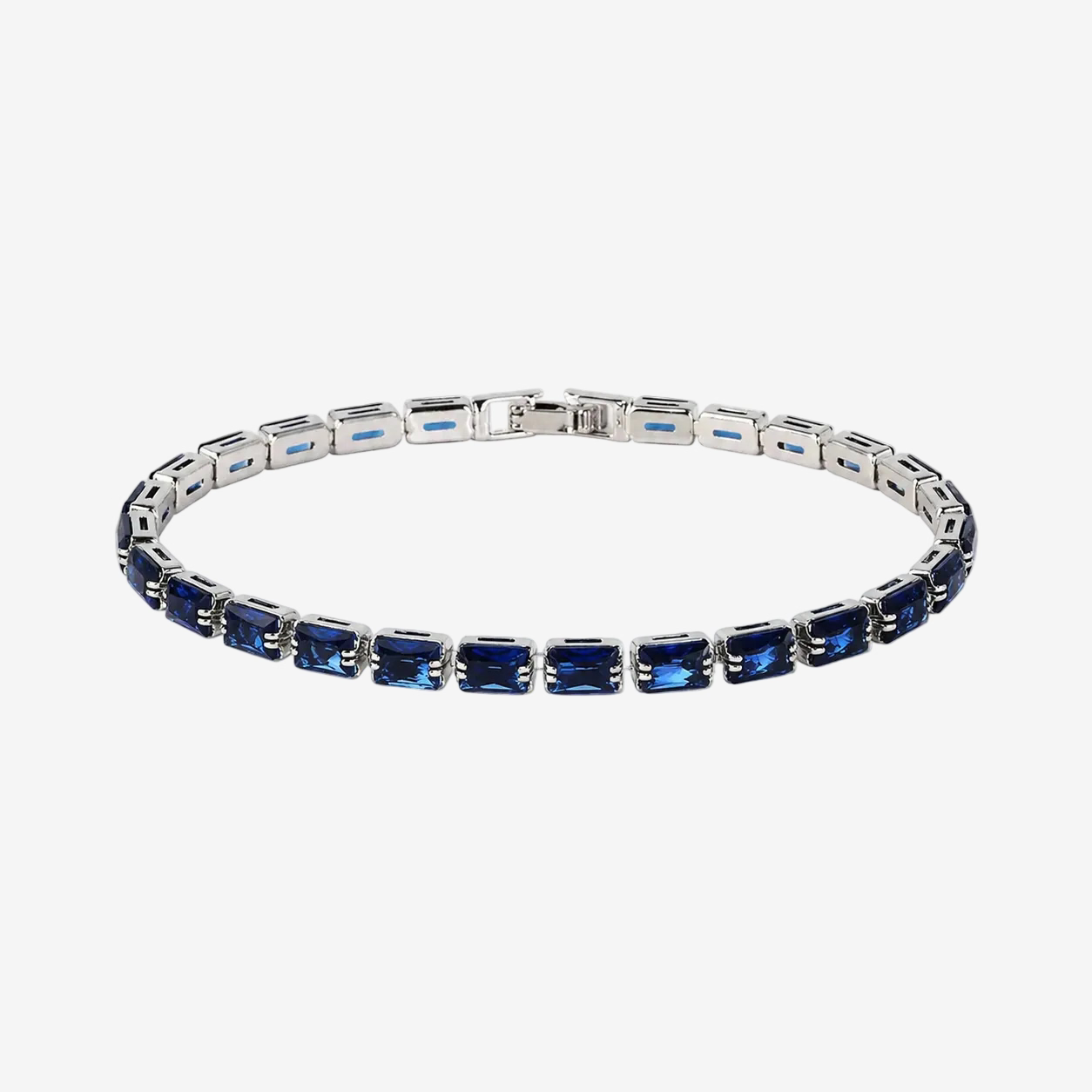 Pulseira Riviera Zircônia London azul com acabamento prateado