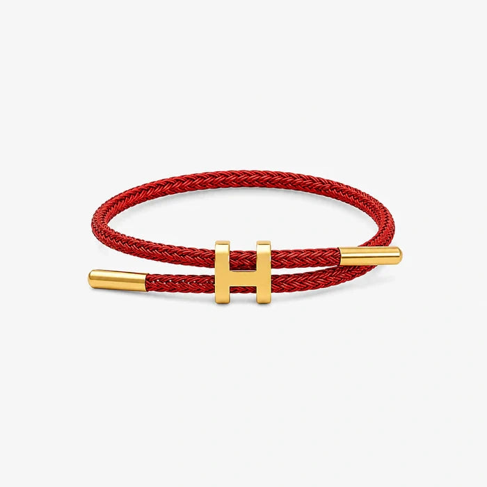 Pulseira de corda Supima H'ills vermelha com detalhe dourado
