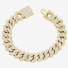 Pulseira Cuban Cravejada Dourada