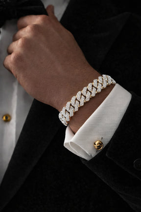 Pulseira Cuban Cravejada Dourada