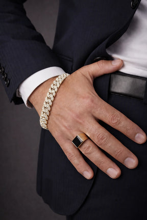 Pulseira Cuban Cravejada Dourada