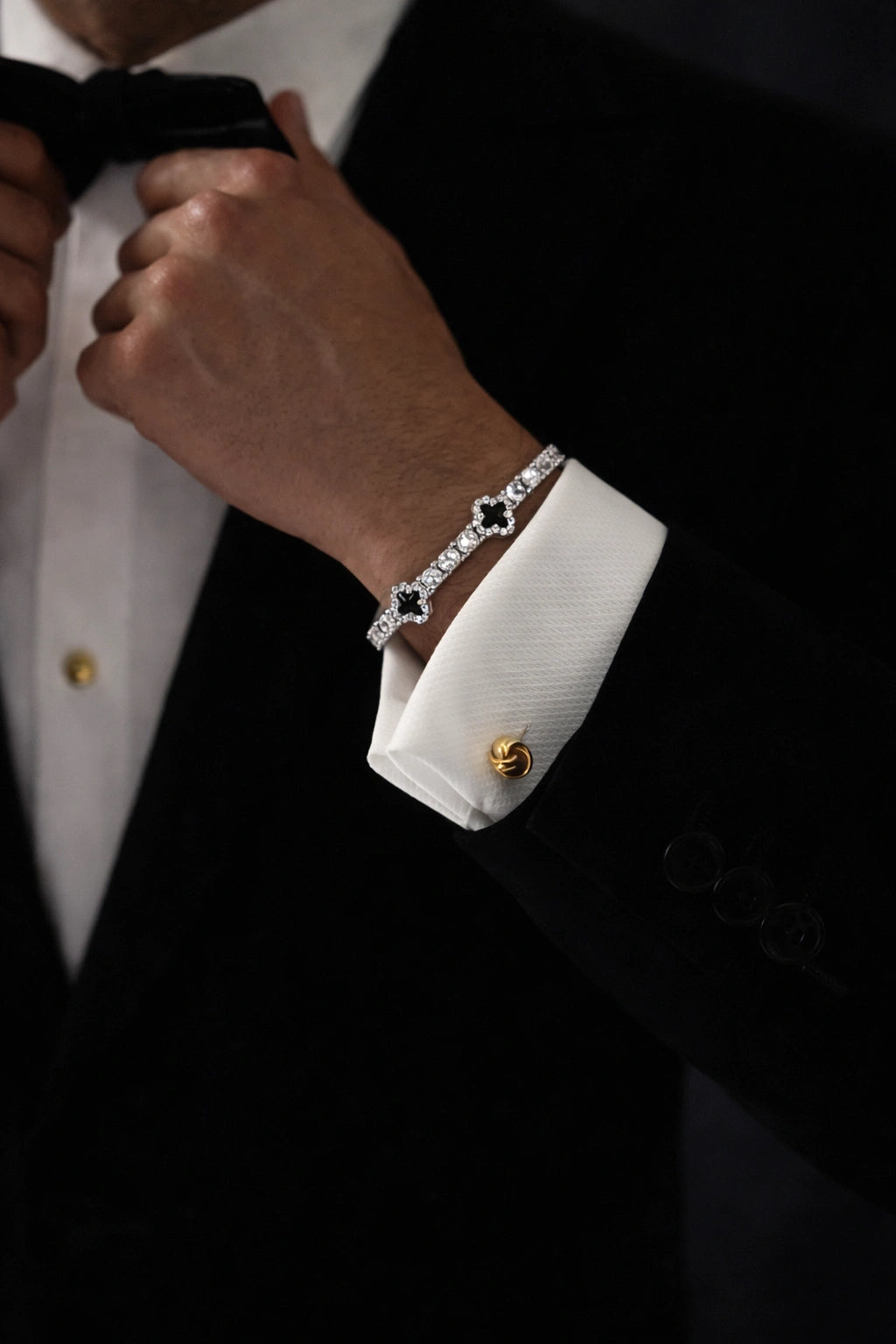 Pulseira Potenza com cristais em composição masculina social