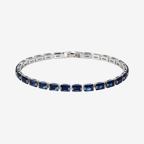 Pulseira Riviera Zircônia London azul com acabamento prateado