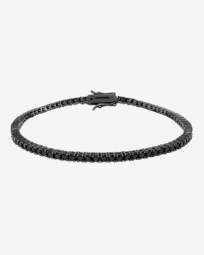 Pulseira Riviera masculina preta com zircônias negras em fundo branco