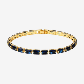 Pulseira Riviera London com zircônias azuis e acabamento dourado