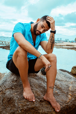 Pulseira Riviera masculina azul London Nice em look casual