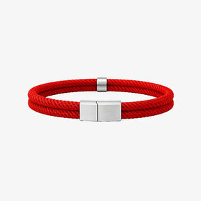 Pulseira masculina Berlin vermelha de corda Supima e prata 925 fosca