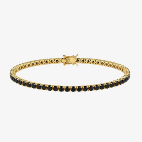 Pulseira Riviera Noi Golden dourada com zircônias negras em fundo branco