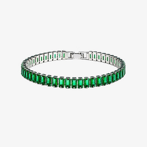 Pulseira Riviera Esmeralda Firenze com zircônias verdes retangulares