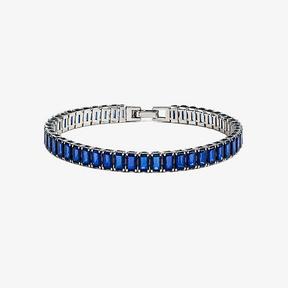 Pulseira Riviera London Firenze com zircônias azuis retangulares