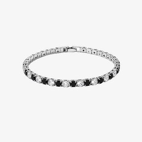 Pulseira Riviera masculina Aspen Midnight com zircônias pretas e transparentes