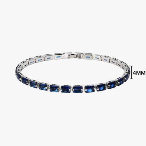 Riviera London 4 mm com zircônias azuis e acabamento prateado