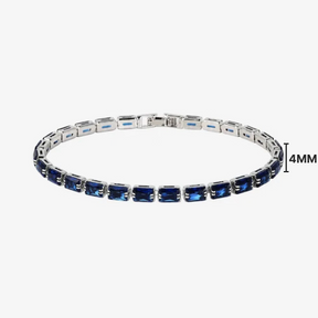 Riviera London 4 mm com zircônias azuis e acabamento prateado