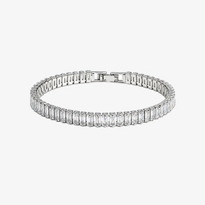 Pulseira Riviera Cristal Firenze prata com zircônias retangulares em fundo branco