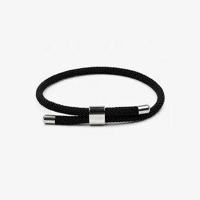 Pulseira masculina Barcelona preta em fio Supima com ajuste metálico