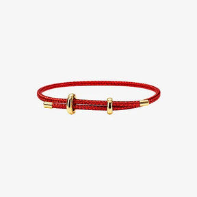 Pulseira de corda masculina Supima Genebra vermelha com detalhes dourados
