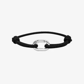 Pulseira masculina Verona preta em fio Supima e prata 925