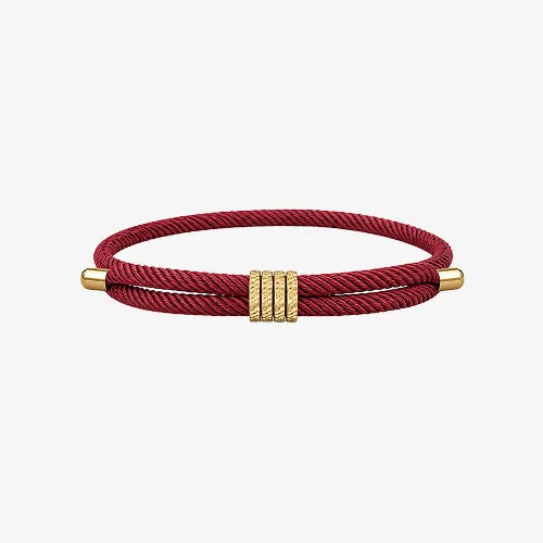Pulseira masculina vinho de corda Supima com detalhes em ouro 18K