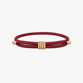 Pulseira masculina vinho de corda Supima com detalhes em ouro 18K
