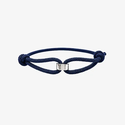 Pulseira masculina Milan azul ajustável com detalhe central prateado