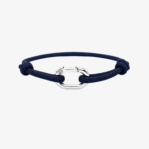 Pulseira masculina Verona azul em fio Supima e prata 925