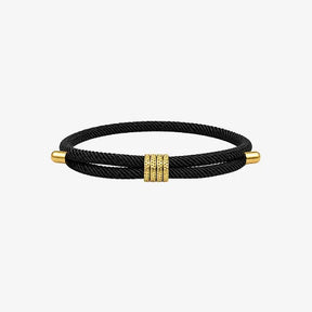 Pulseira masculina preta de corda Supima com detalhes em ouro 18K