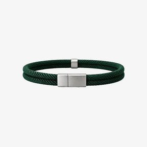 Pulseira masculina Berlin verde de corda Supima e prata 925 fosca