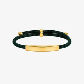 Pulseira masculina Verano verde com placa dourada