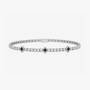 Pulseira Riviera masculina Potenza prateada com detalhes pretos