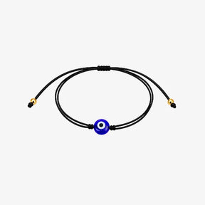 Pulseira masculina de corda preta com olho grego azul