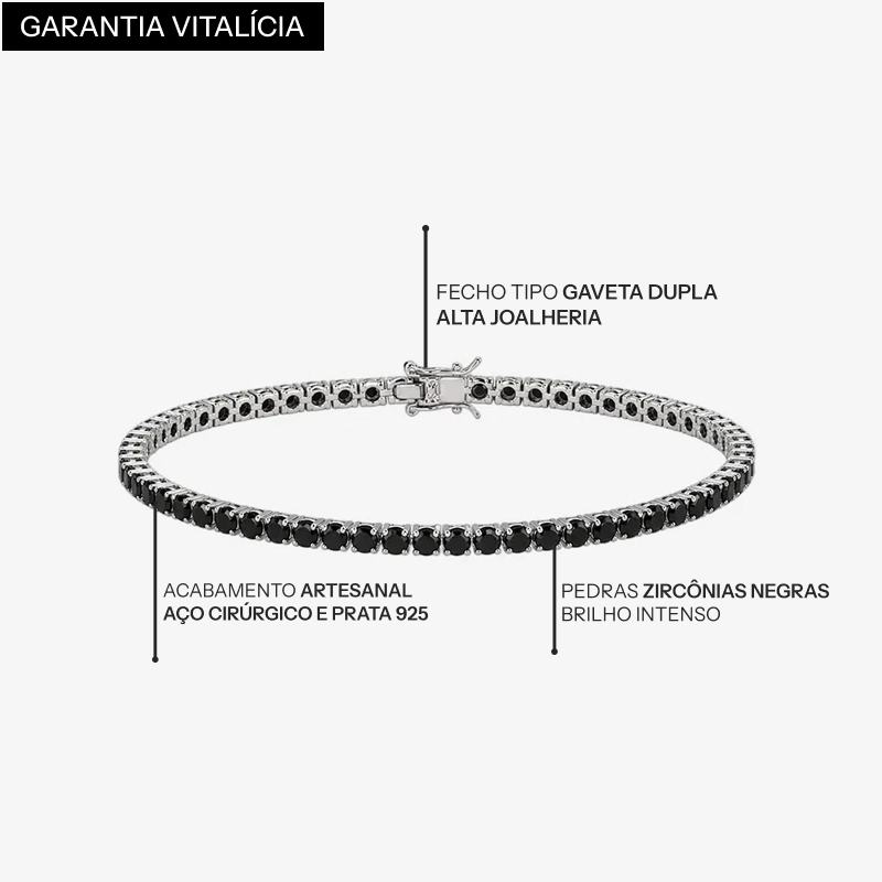 Detalhes da Riviera Midnight 4 mm com fecho gaveta e zircônias negras