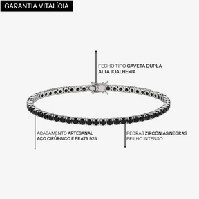 Detalhes da Riviera Midnight 4 mm com fecho gaveta e zircônias negras