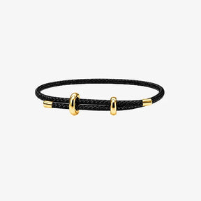 Pulseira de corda masculina Supima Genebra preta com detalhes dourados