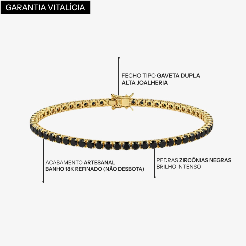 Detalhes da Riviera Noi Golden 4 mm com banho de ouro 18k e fecho gaveta