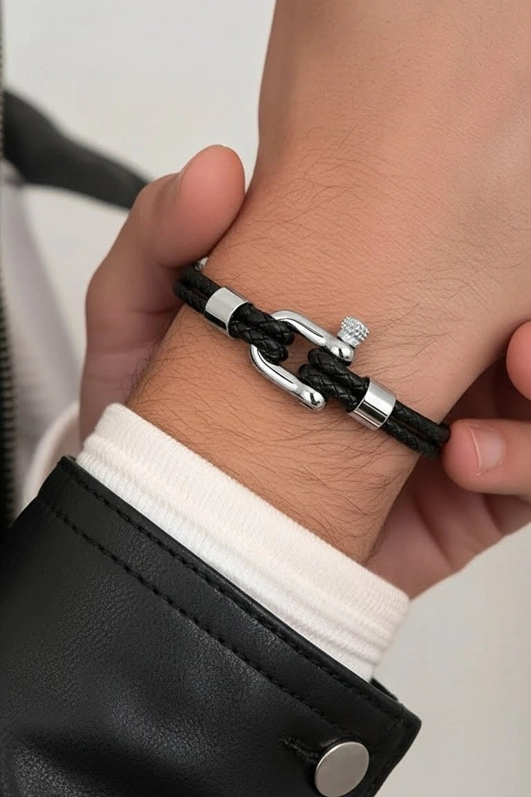 Pulseira de Corda Masculino Prata 925 Veneza