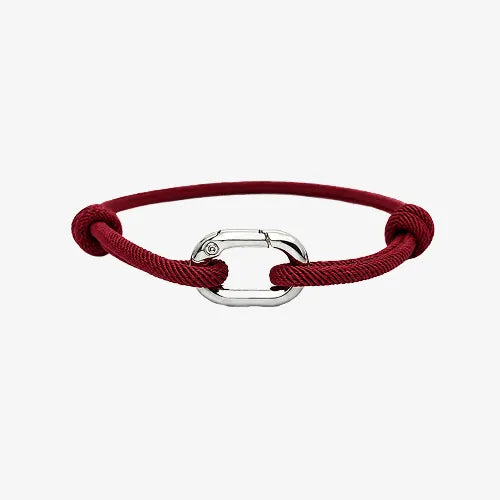 Pulseira masculina Verona vinho em fio Supima e prata 925
